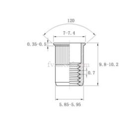 Countersunk Head Knurl Body Rivet Nut (Closed End)